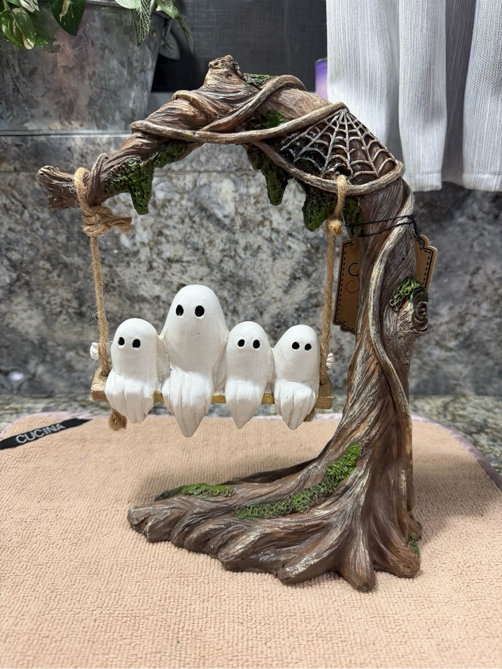 NWT Sweet Street Ghost Family on Swing Halloween Decor Tree Resin Figure 10.5”